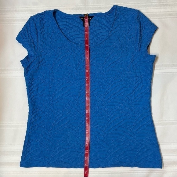 $5 ADD ON with $15+ Bundle Liz Claiborne Career Blue Knit Textured Top Sz XL EUC - Picture 7 of 9